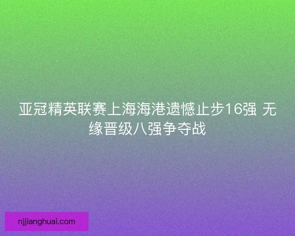 亚冠精英联赛上海海港遗憾止步16强 无缘晋级八强争夺战 亚冠精英联赛上海海港遗憾止步16强 无缘晋级八强争夺战